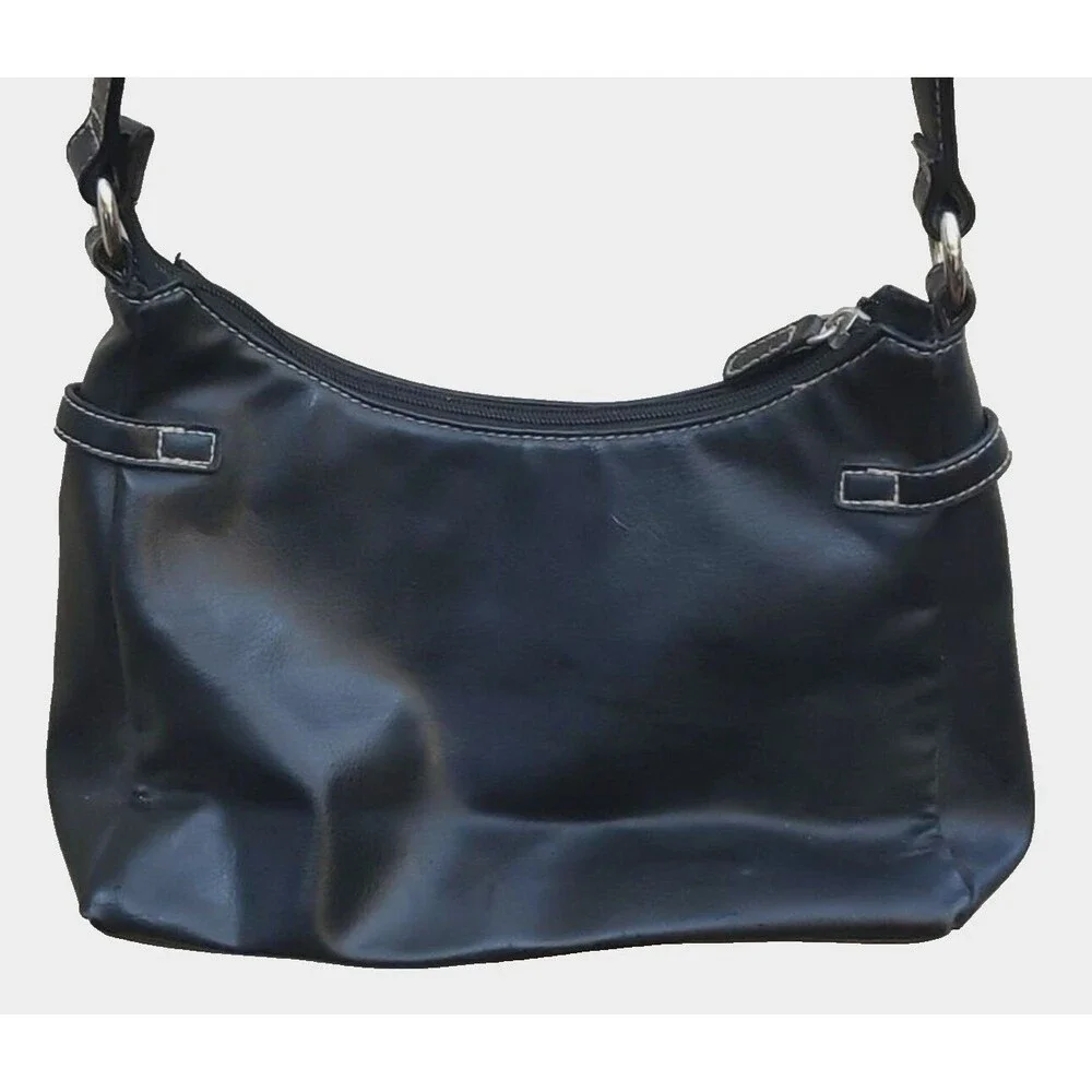 Unbranded Faux Leather Black Mini/Small Shoulder Handbag/Purse, Front Pockets